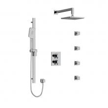 Riobel KIT446PXTQC-6 - Type T/P (thermostatic/pressure balance) double coaxial system with hand shower rail, 4 body jets