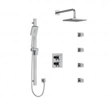 Riobel KIT446PFTQC-6 - Type T/P (Thermostatic/Pressure Balance) Double Coaxial System With Hand Shower Rail, 4 Body Jets