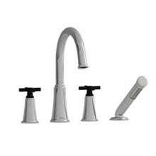 Riobel MMRD12+CBK - 4-piece deck-mount tub filler with hand shower