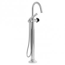 Riobel MMRD39+CBK-EX - 2-way Type T (thermostatic) coaxial floor-mount tub filler with hand shower