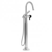Riobel MMRD39JCBK - 2-way Type T (thermostatic) coaxial floor-mount tub filler with hand shower
