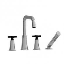 Riobel MMSQ12+CBK - 4-piece deck-mount tub filler with hand shower