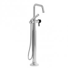 Riobel MMSQ39LCBK - 2-way Type T (thermostatic) coaxial floor-mount tub filler with hand shower
