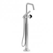 Riobel MMSQ39XCBK-SPEX - 2-way Type T (thermostatic) coaxial floor-mount tub filler with hand shower
