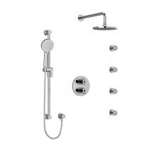 Riobel KIT446CSTMC-6 - Type T/P (thermostatic/pressure balance) double coaxial system with hand shower rail, 4 body jets