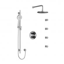 Riobel KIT446MMRD+CBK-6 - Type T/P (thermostatic/pressure balance) double coaxial system with hand shower rail, 4 body jets