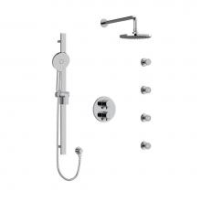 Riobel KIT446PXTMC - Type T/P (thermostatic/pressure balance) double coaxial system with hand shower rail, 4 body jets