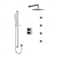 Riobel KIT446RFC - Type T/P (thermostatic/pressure balance) double coaxial system with hand shower rail, 4 body jets
