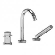 Riobel RU19+C - 2-way 3-piece Type T (thermostatic) coaxial deck-mount tub filler with hand shower