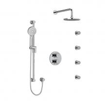 Riobel KIT446EDTMC - Type T/P (thermostatic/pressure balance) double coaxial system with hand shower rail, 4 body jets