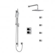 Riobel KIT446EQC - Type T/P (thermostatic/pressure balance) double coaxial system with hand shower rail, 4 body jets