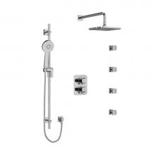 Riobel KIT446SAC-6 - Type T/P (thermostatic/pressure balance) double coaxial system with hand shower rail, 4 body jets