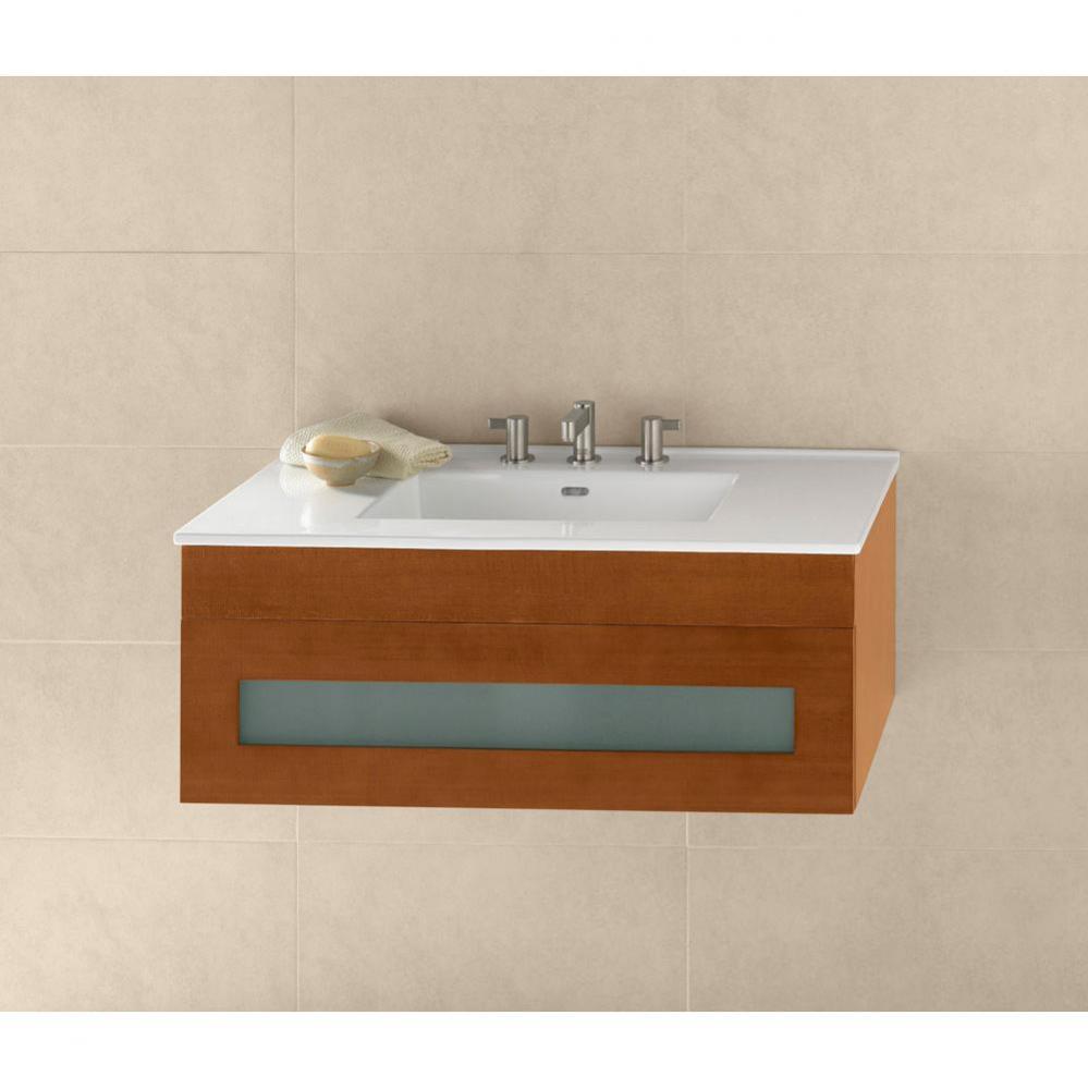 Rebecca 36'' Wall Mount Bathroom Vanity Base Cabinet in Dark Cherry