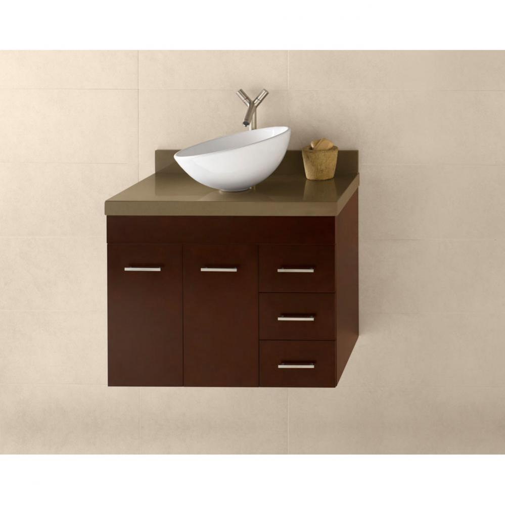 31'' Bella Wall Mount Bathroom Vanity Base Cabinet in White - Doors on Left