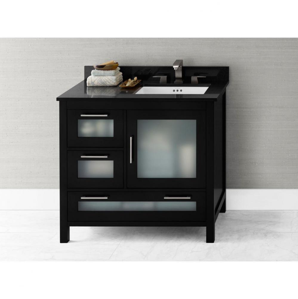 36'' Athena Bathroom Vanity Base Cabinet in Black - Door on Right