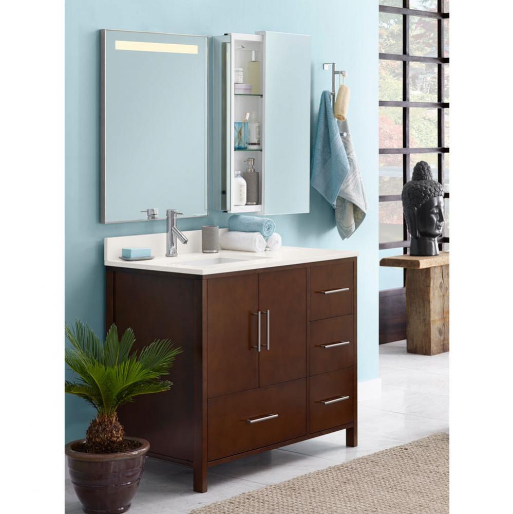 36'' Juno Bathroom Vanity Cabinet Base in Dark Cherry - Doors on Left