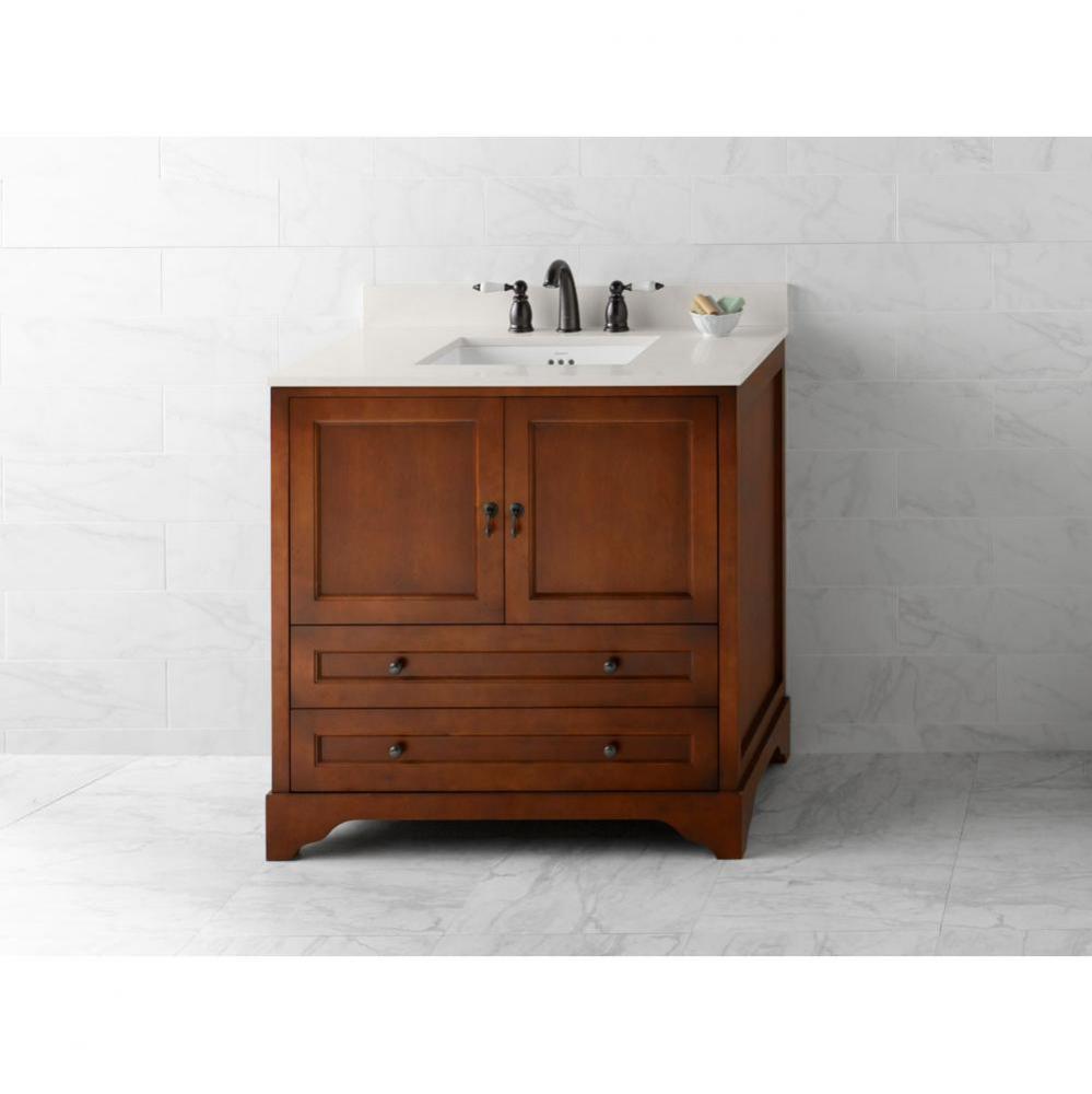 36'' Milano Bathroom Vanity Cabinet Base in Colonial Cherry