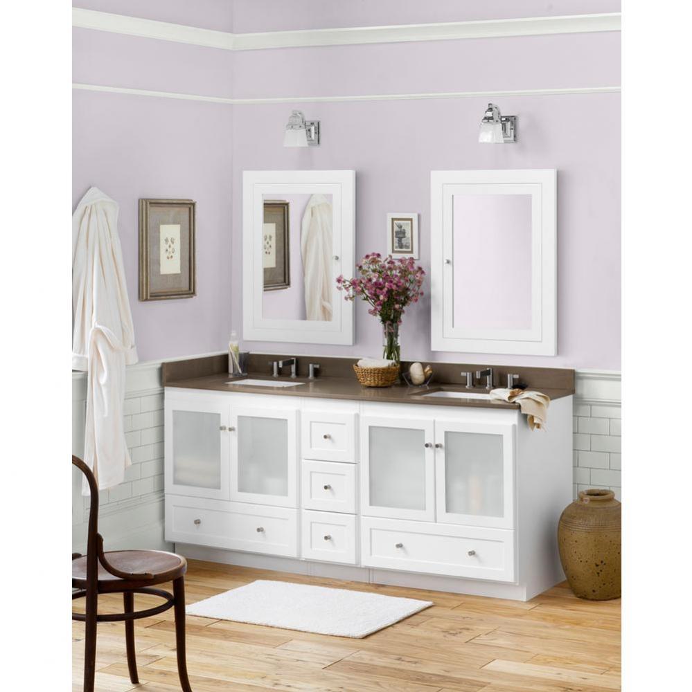 30'' Shaker Bathroom Vanity Cabinet Base in Dark Cherry - Frosted Glass Doors