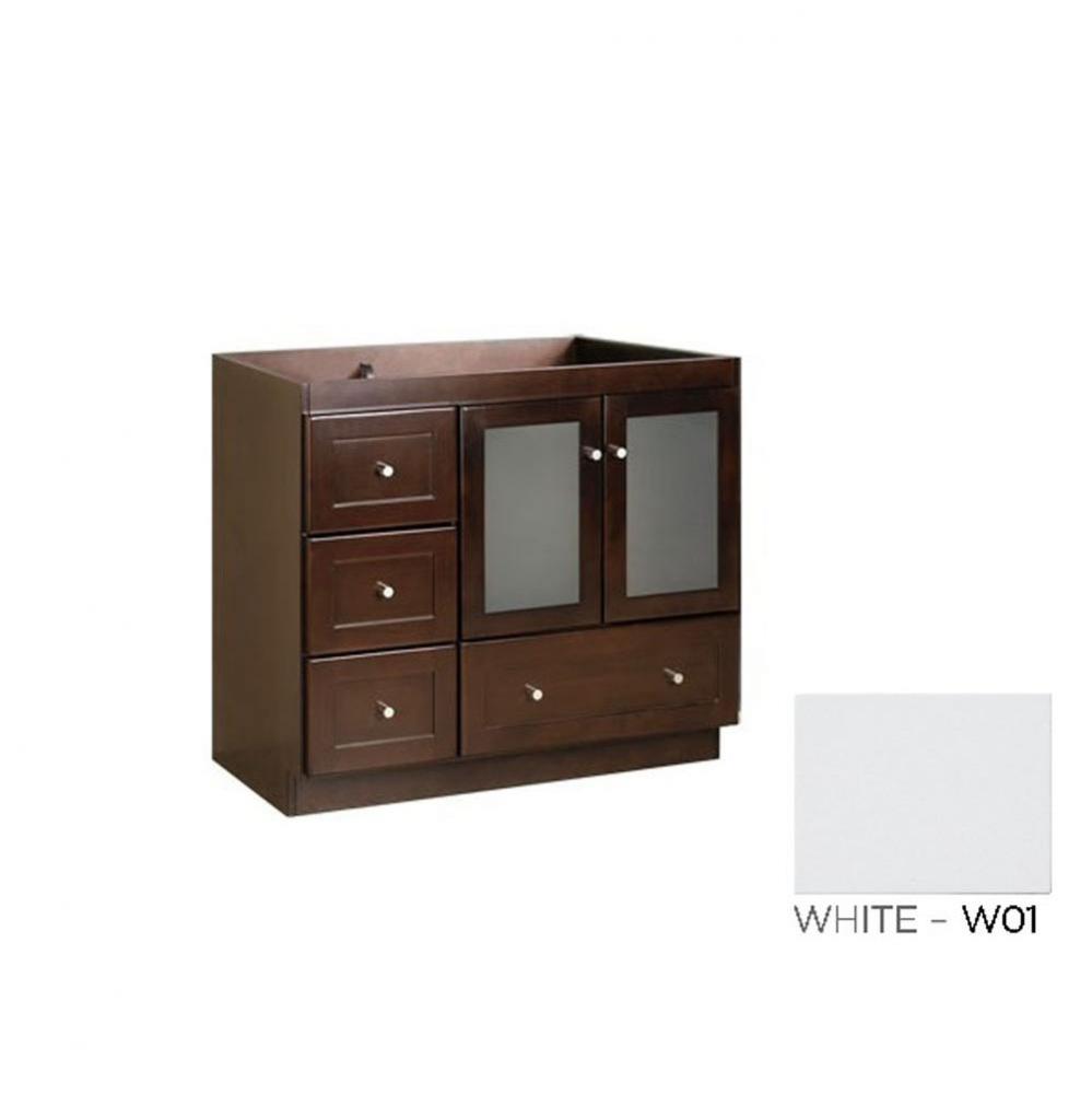 30'' Shaker Bathroom Vanity Cabinet Base in Dark Cherry - Frosted Glass Doors on Right