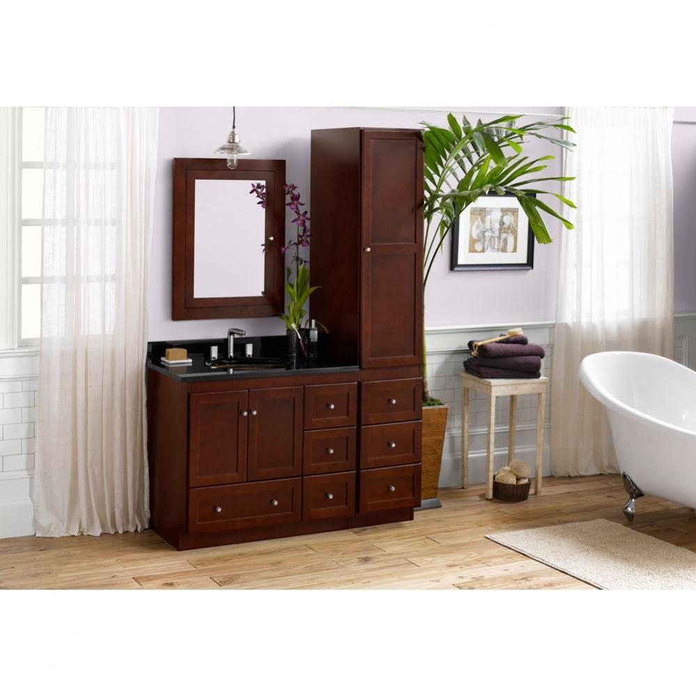 36'' Shaker Bathroom Vanity Cabinet Base in White - Wood Doors on Right