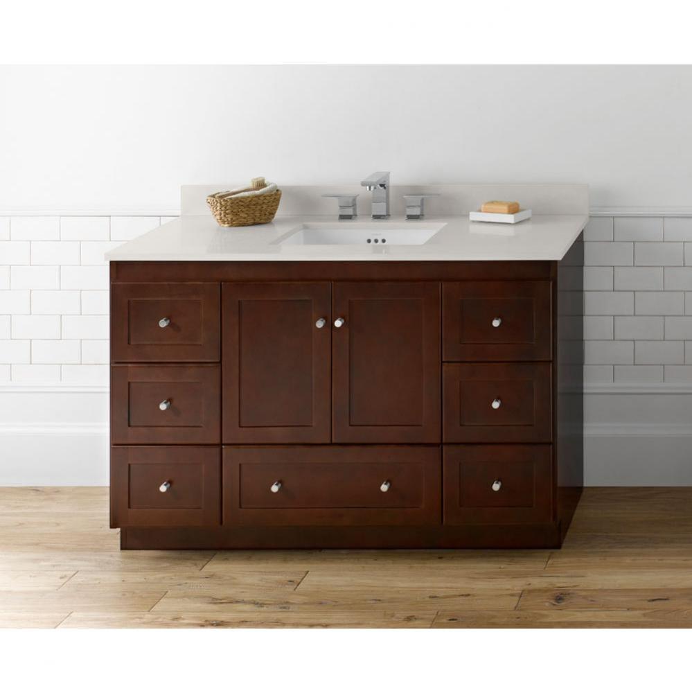 48'' Shaker Bathroom Vanity Cabinet Base in Dark Cherry - Wood Doors