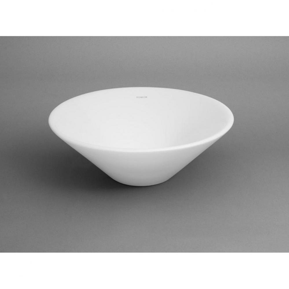 16'' Taper Round Conical Ceramic Vessel Bathroom Sink in White