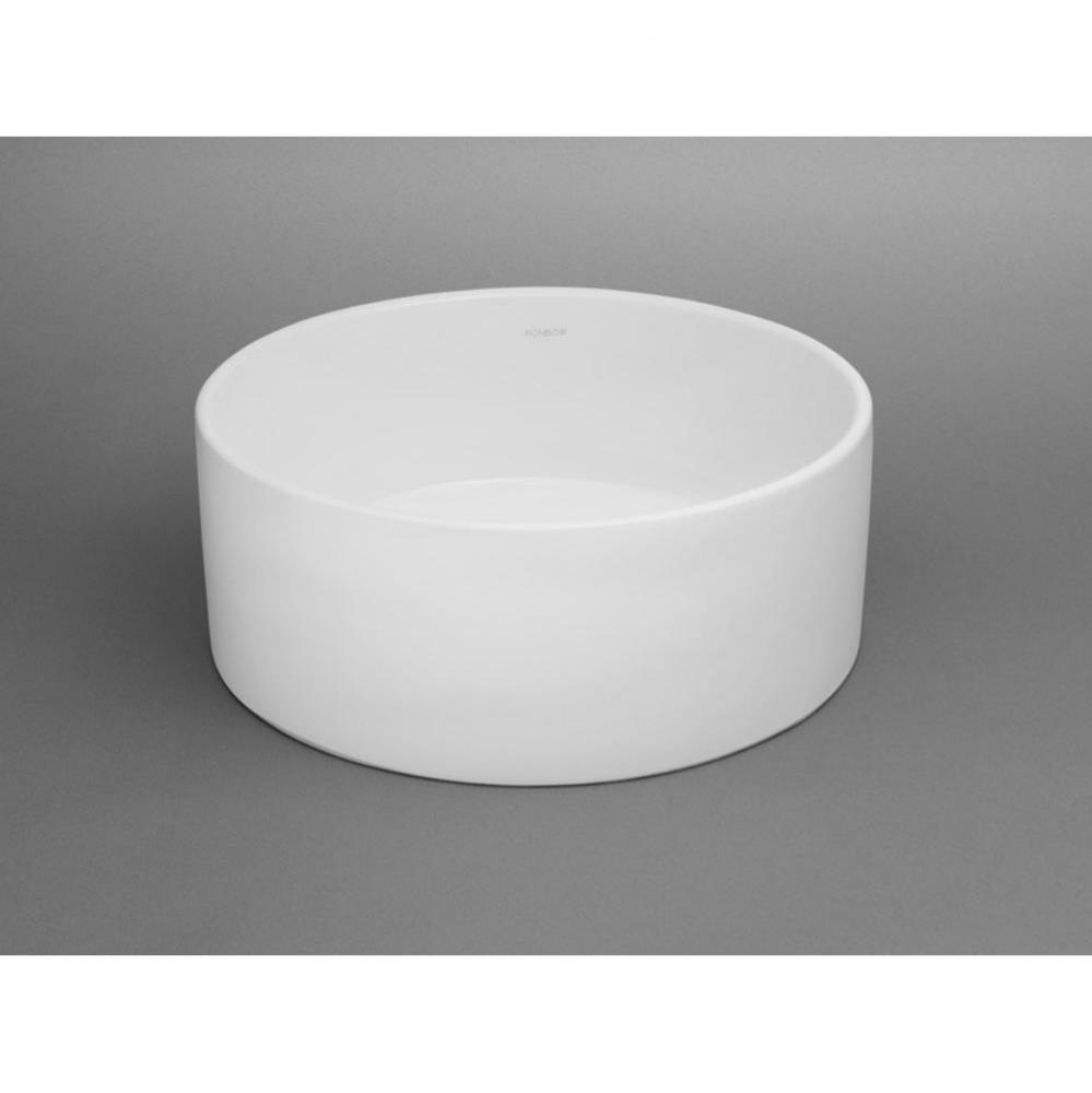 15'' Barrel Round Ceramic Vessel Bathroom Sink in White