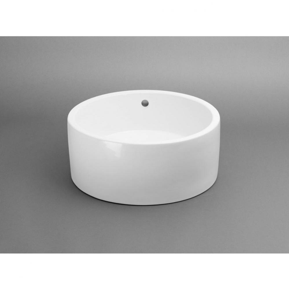 17'' Cask Round Ceramic Vessel Bathroom Sink in White