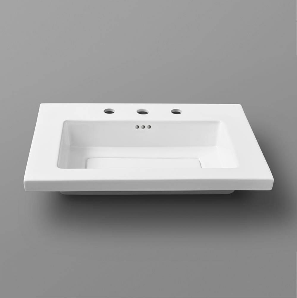 24'' Aravo Solutions sinktop in White, 22'' Depth, 8'' Widespread Fa