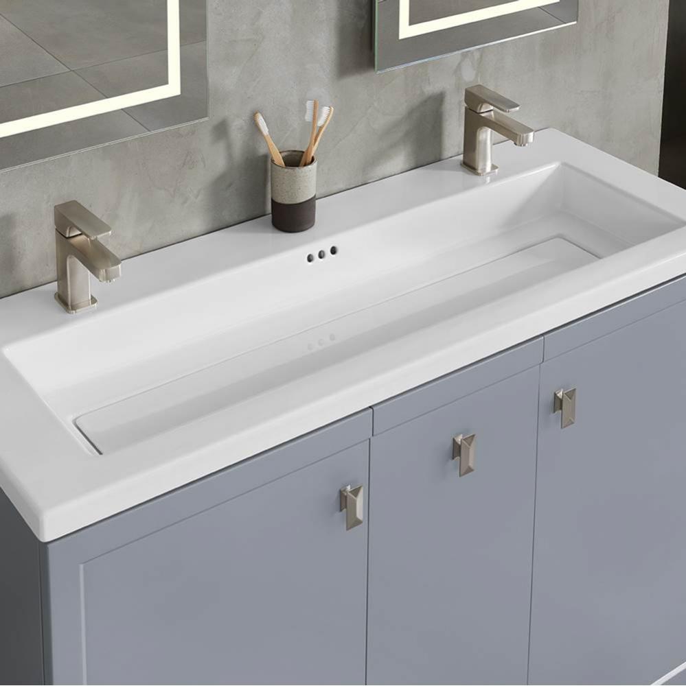 48'' Aravo Solutions sinktop in White, 22'' Depth, Double Single Faucet Hole