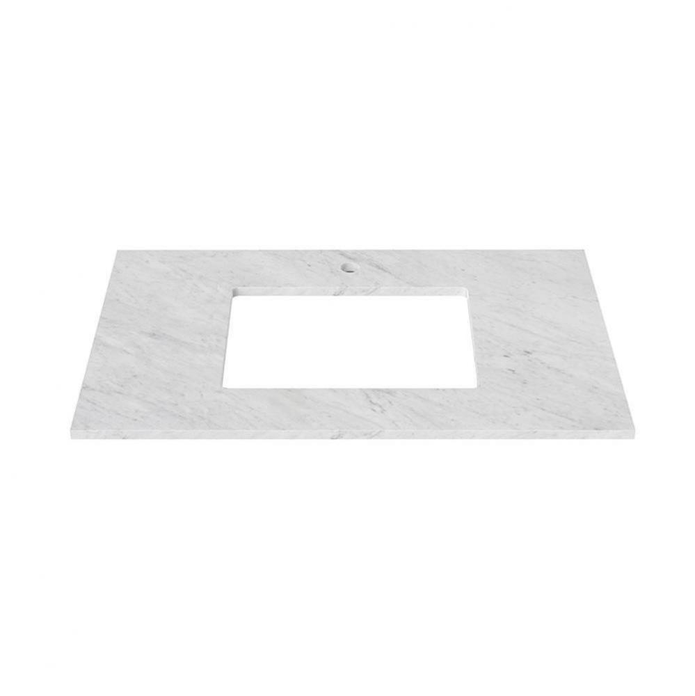 37'' Stone top for single Rectangular Undermount sink with Single faucet hole in Carrara