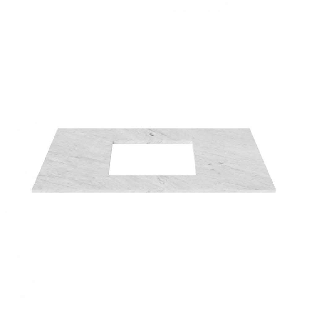 49'' Stone top for single Rectangular Undermount sink with Single faucet hole in Carrara
