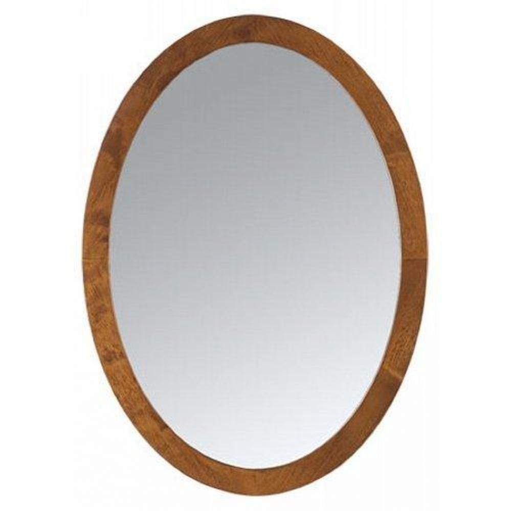 23'' Contemporary Solid Wood Framed Oval Bathroom Mirror in Dark Cherry