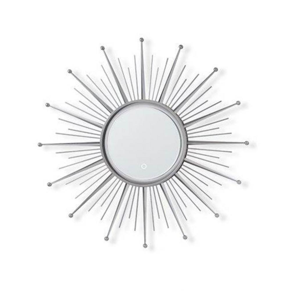36'' Sunburst Metal Frame LED Mirror in Polished Brass