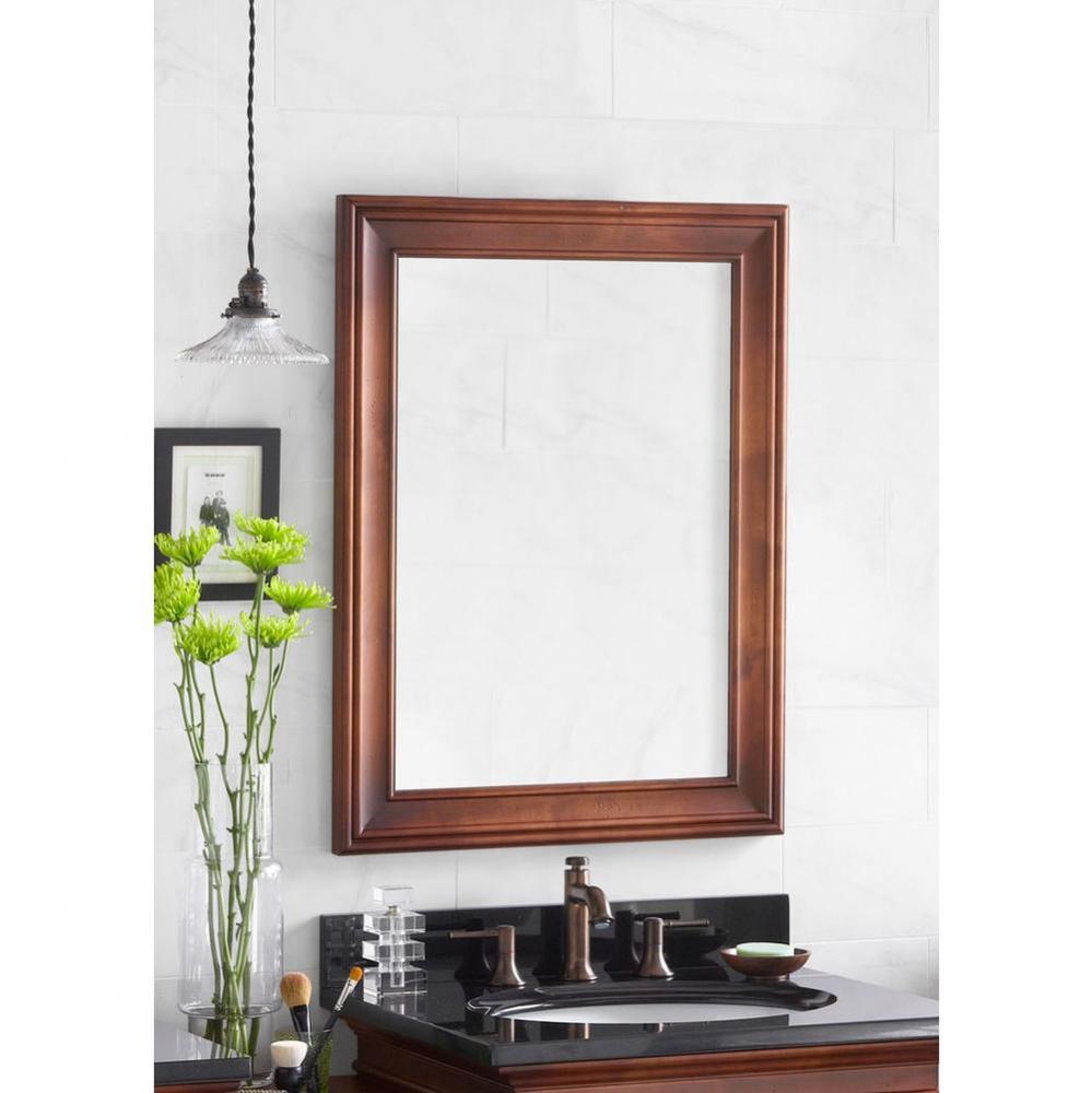 24'' William Traditional Solid Wood Framed Bathroom Mirror in Colonial Cherry