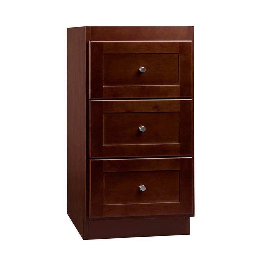 18'' Shaker Freestanding Bathroom Storage Drawer Bank in Dark Cherry