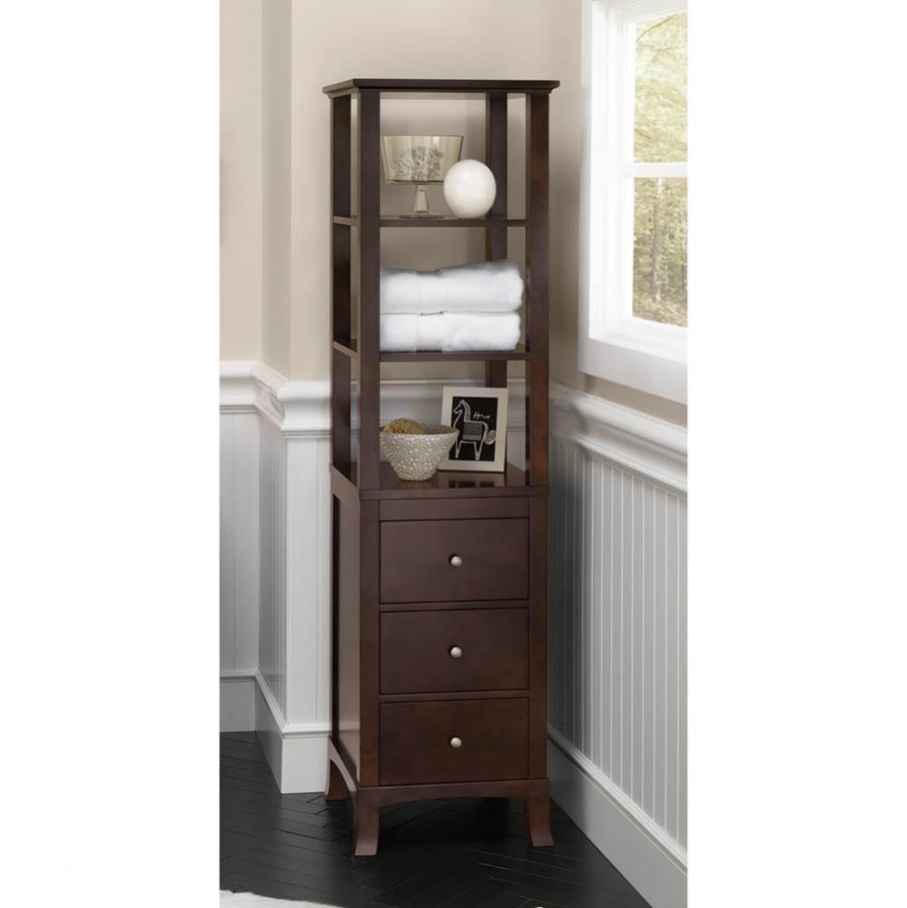 20'' Bedford Transitional Linen Cabinet Storage Tower in Vintage Walnut