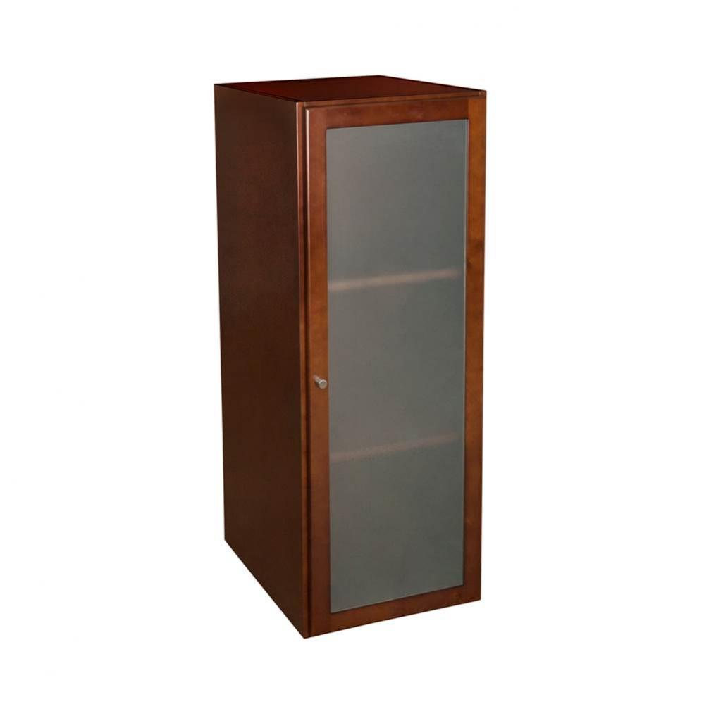 18'' Shaker  Linen Cabinet Storage Tower with Frosted Glass Door in Dark Cherry