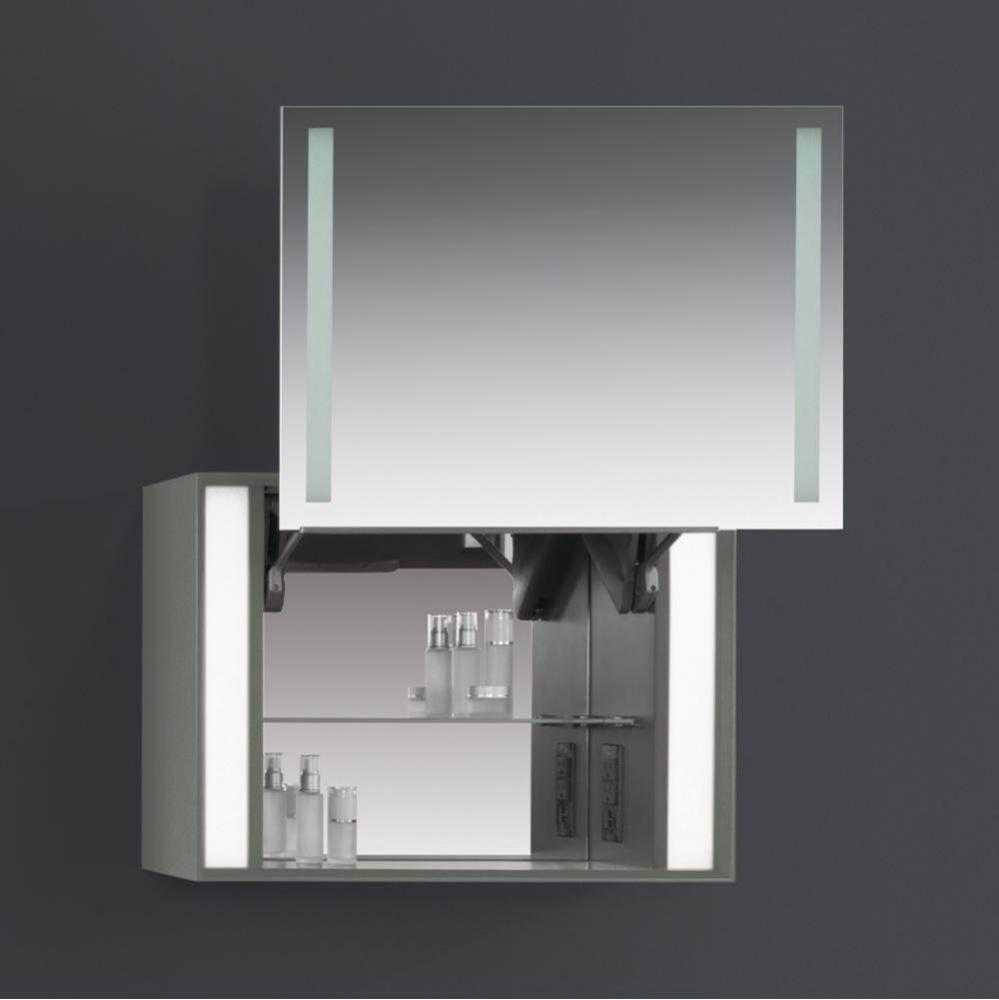 27'' Stack Mirror Cabinet with LED in Stone Gray