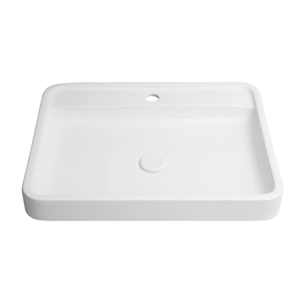 23'' Poise Rectangular Ceramic Vessel Above Counter with out Overflow and with Single Fa