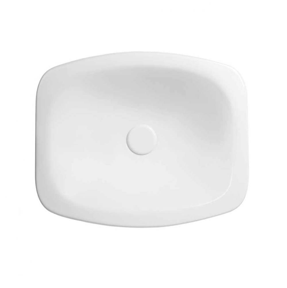 19'' Cameo Oval Ceramic Drop-in Vessel with out Overflow in White