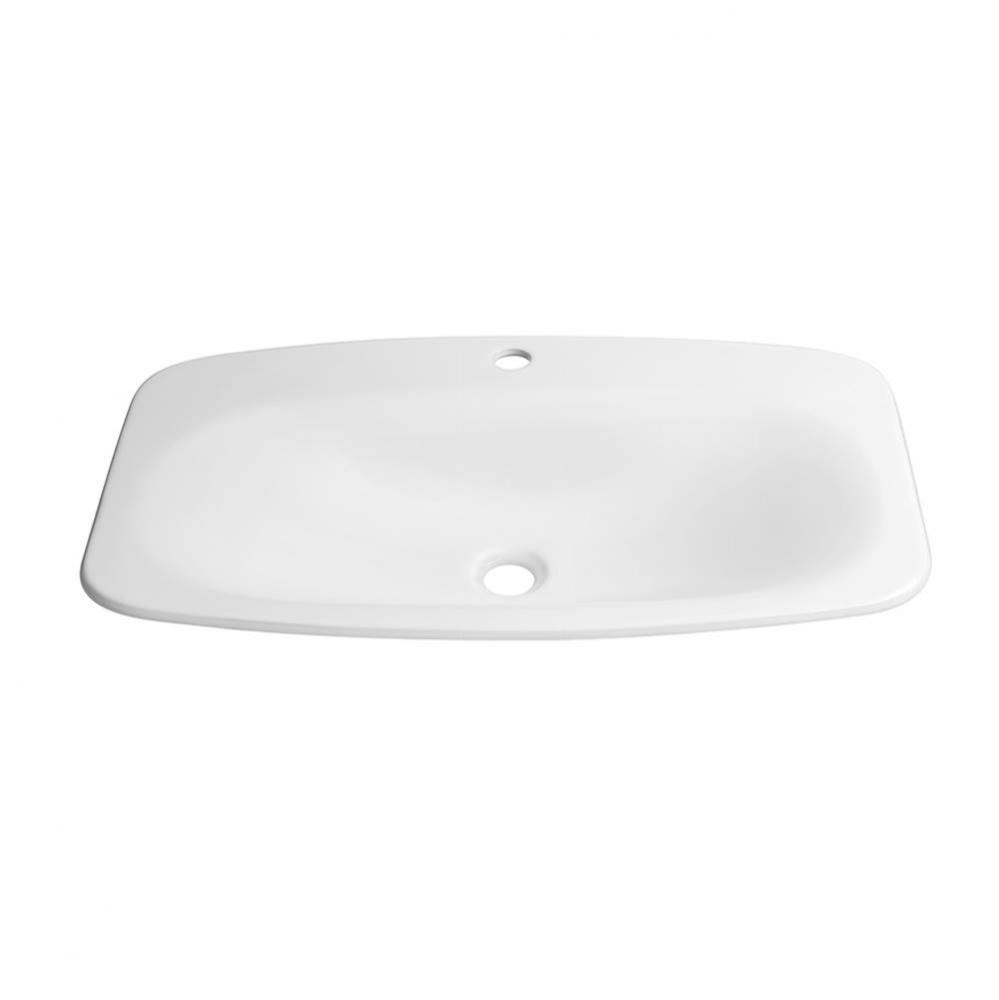 19'' Era Rectangular Drop-in Ceramic Vessel with Single Faucet with out Overflow in Whit