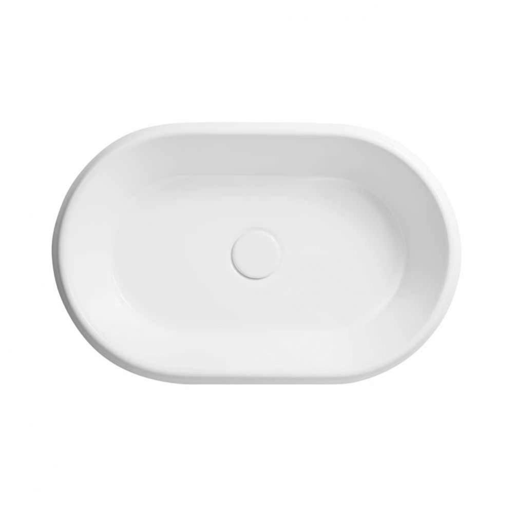 22'' Ovi Oval Drop-in Ceramic Vessel with out Overflow in White