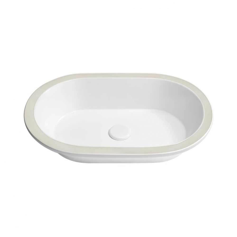 22'' Forge Ceramic Vessel - Oval Undercounter with out overflow - White