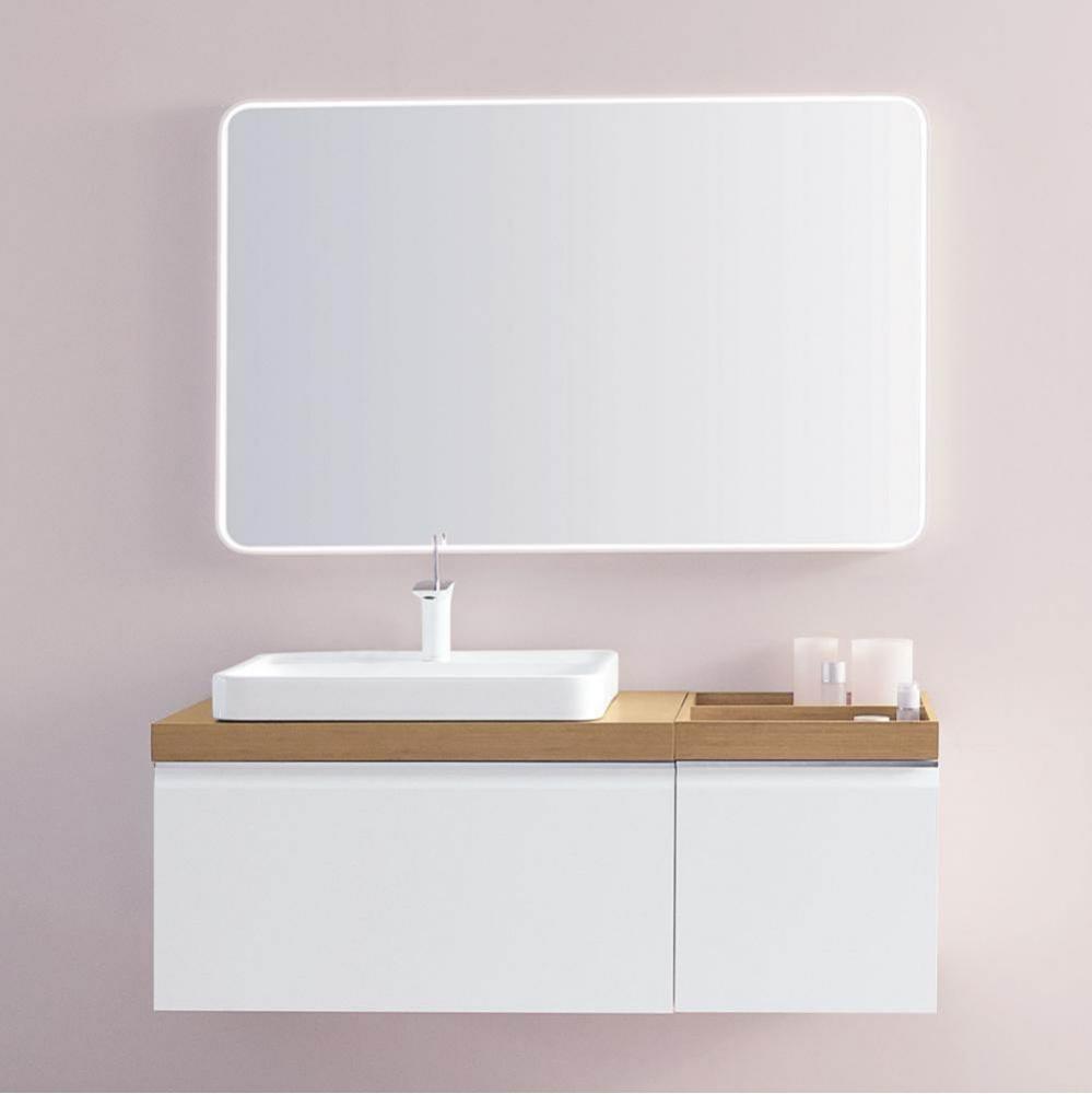 47'' Free Rectangular Mirror with Wood Frame in White