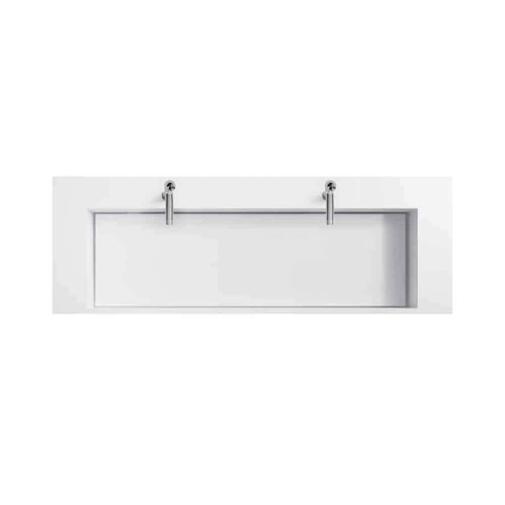 63'' Marco Rectangular Solid Surface Sinktop with Double Faucet Holes and with out overf