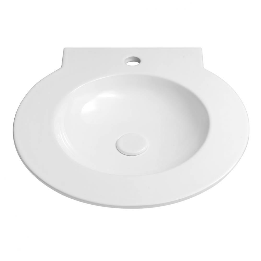 19'' Waterspace Round Sinktop Stone Vessel with out Overflow in White