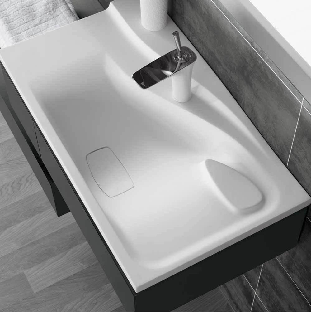 30'' Vento Rectangular Solid Surface Sinktop with Single Faucet Hole and with out Overfl