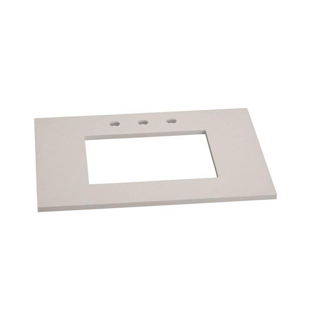 25'' Standard quartz top in Solid White, 8'' Widespread Faucet Hole