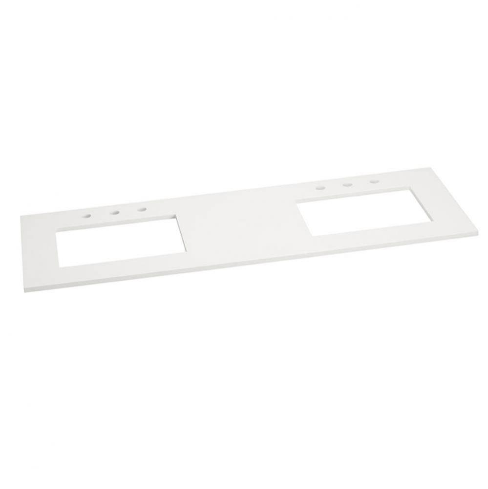 73'' Standard quartz top in Solid White, 8'' Widespread Faucet Hole